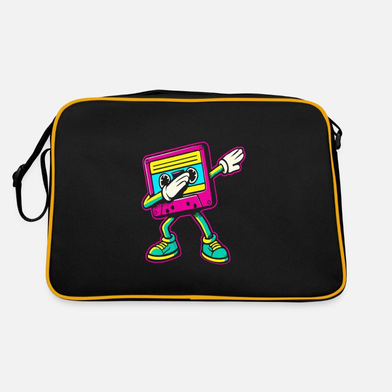 80er 90er Jahre Kassette Dabbing - Retro Tasche - Schwarz/Gold