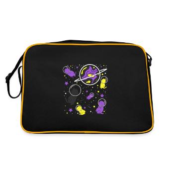 Nonbinary Pride Cat in Space - Retro Bag - black/gold - Back