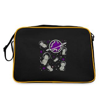 Graysexuelle Katze im Weltraum Graysexual Pride - Retro Tasche - Schwarz/Gold - Hinten