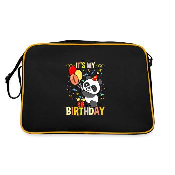 Its My 1st Birthday Panda Animal - Retro Bag - black/gold - Back