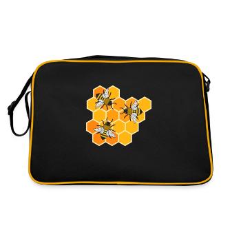 Honig, Imkerei, natürliche Süßigkeiten, Wildbienen - Retro Tasche - Schwarz/Gold - Hinten