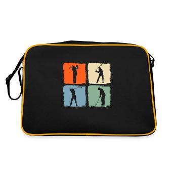 Golfspieler Golf - Retro Tasche - Schwarz/Gold - Hinten