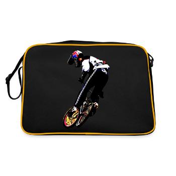 bmx race race racer - Retro Tasche - Schwarz/Gold - Hinten