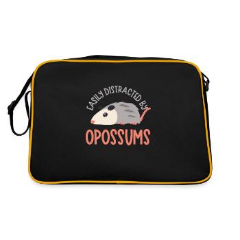 Ablenkt von Opossums Cute Opossum Wildlife - Retro Tasche - Schwarz/Gold - Hinten
