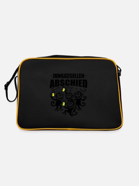 Junggesellenabschied Jga Affen Bier - Retro Tasche - Schwarz/Gold - Hinten