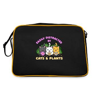 Ablenkt von Katzen und Pflanzen Hobbygärtner Cute - Retro Tasche - Schwarz/Gold - Hinten