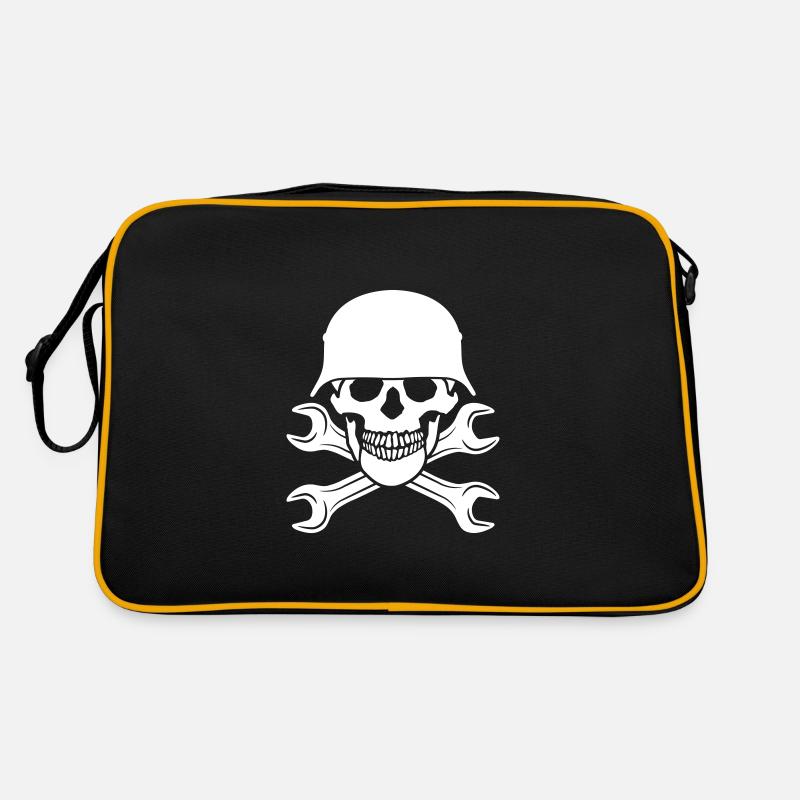 CRÂNE CASQUE DE GUERRE CLÉ OUTIL LOGO Sac Retro