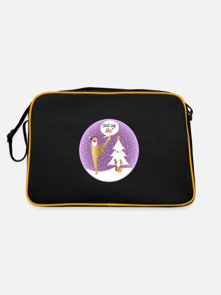 Yoga Shirt Weihnachten Say Ho Nikolaus Santa Claus - Retro Tasche - Schwarz/Gold - Hinten