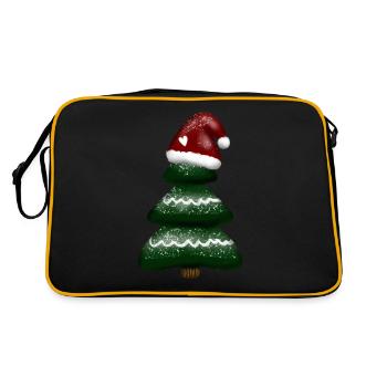 Motif de Noël - Sapin de Noël avec bonnet de Père Noë - Sac Retro - noir/or - Dos