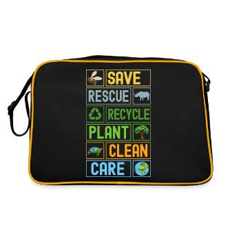 Speichern Retten Recyceln Anlage Saubere Pflege - Retro Tasche - Schwarz/Gold - Hinten