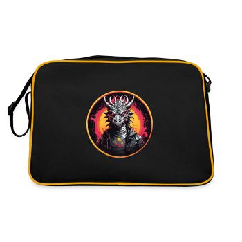 Motif dragon avec cornes - Sac Retro - noir/or - Dos