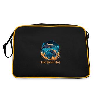 Great Barrier Reef Dolphins - Retro Tasche - Schwarz/Gold - Hinten