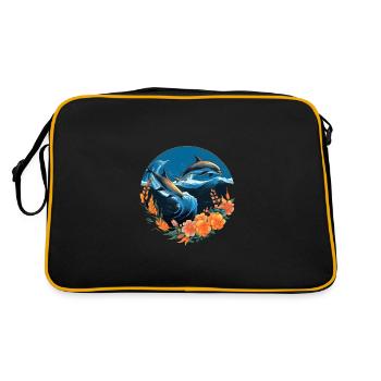Dauphins en fleurs - Sac Retro - noir/or - Dos