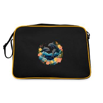 Trois dauphins sous l’eau - Sac Retro - noir/or - Dos