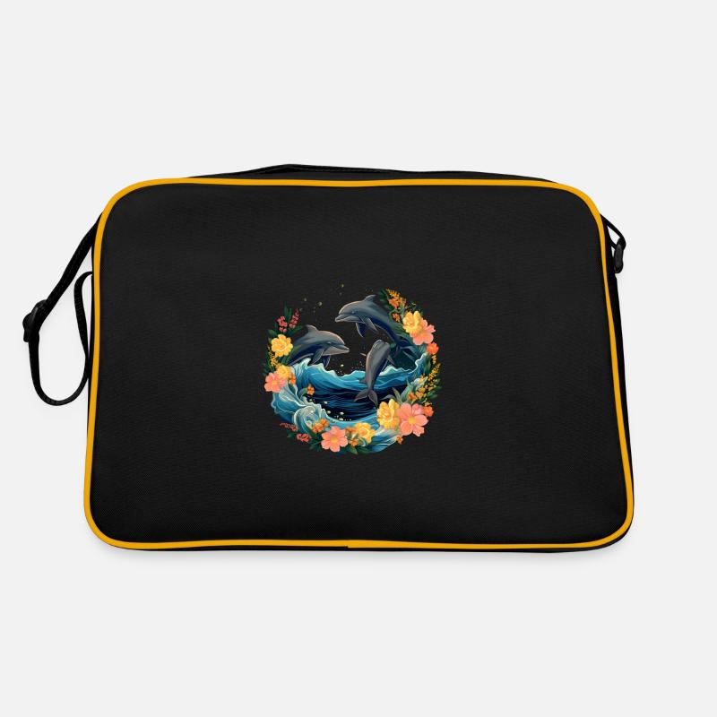 Three Dolphins under Water Retro Tasche