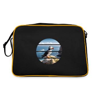 Puffin on a cliff - Retro Bag - black/gold - Back