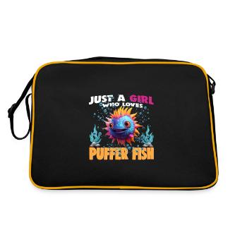 Just a Girl who Loves PUFFER FISH - Retro Tasche - Schwarz/Gold - Hinten