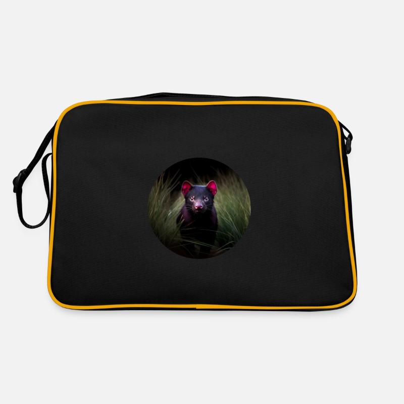 Diable de Tasmanie qui se cache - Sac Retro - noir/or
