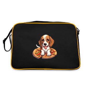 Le chien Beagle apprécie la pizza salami - amateurs de pizza - Sac Retro - noir/or - Dos