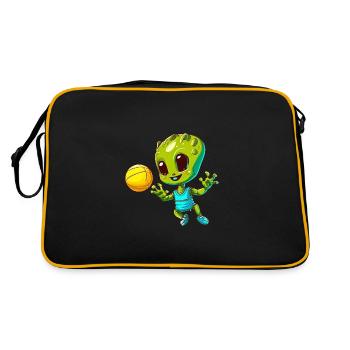 Green Alien Basketball Player - Retro Bag - black/gold - Back