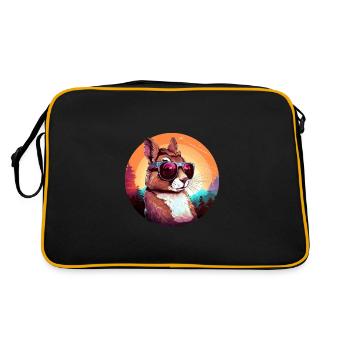 Lapin cool au coucher du soleil: Lapin étonné avec So - Sac Retro - noir/or - Dos