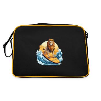 Surfing Lion au coucher du soleil, Aventureux - Sac Retro - noir/or - Dos