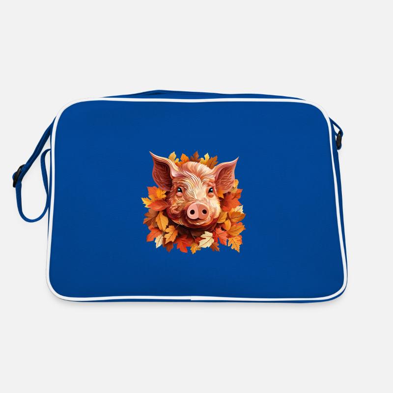 Schweingesicht im bunten Herbstlaub Retro Tasche
