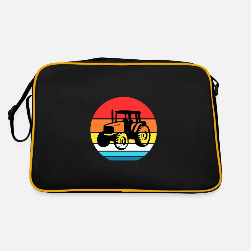 Traktor im Kreis bunt Trecker Landwirtschaft Feld Retro Tasche