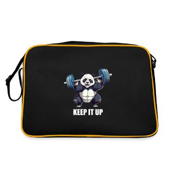 Keep It Up, Panda with Dumbbell Fitness and Bodybuild - Retro Bag - black/gold - Back