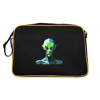 Alien im Polygon-Stil - Retro Tasche - Schwarz/Gold - Hinten