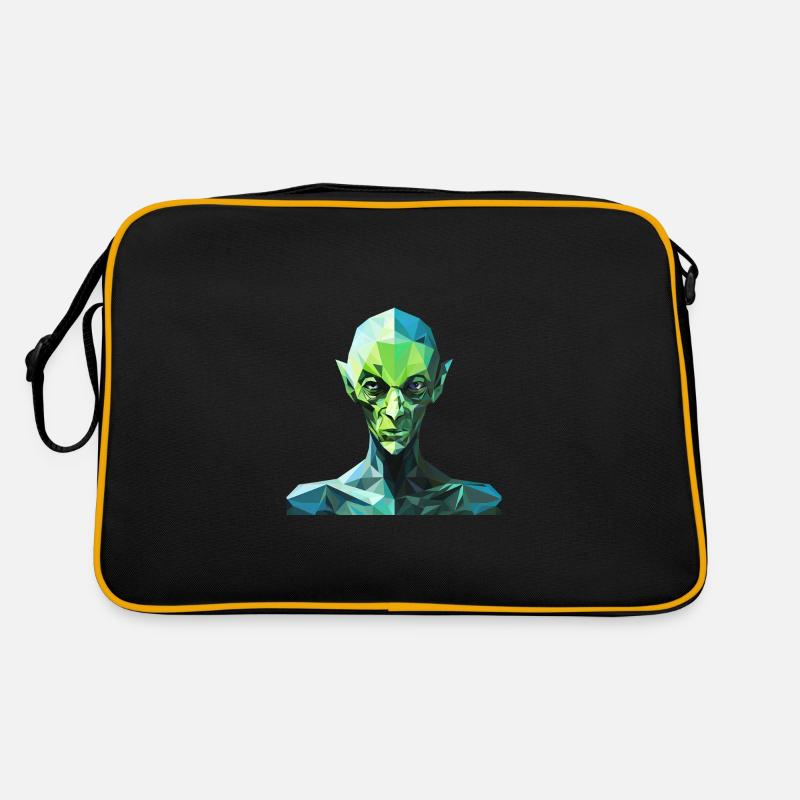 Alien im Polygon-Stil Retro Tasche