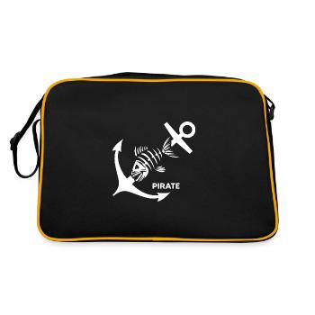 Kapitän ahoi Pirat "Anker gelichtet" Bootsmann - Retro Tasche - Schwarz/Gold - Hinten