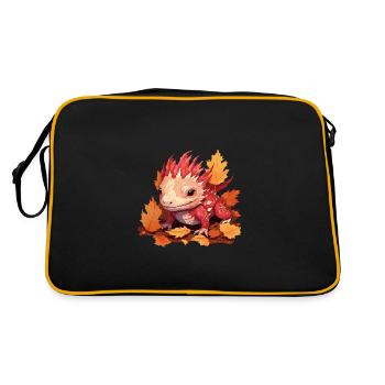 Autumn Axolotl: Feuilles colorées et motif de dragon dans - Sac Retro - noir/or - Dos