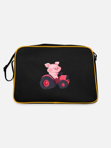 Pig at the wheel: Farm adventure - Retro Bag - black/gold - Back