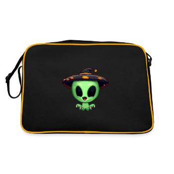 Green alien celebrates Halloween - Retro Bag - black/gold - Back