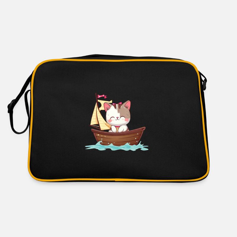 Katze Segeln, Jolle Optimist Design KatzenMädchen Retro Tasche