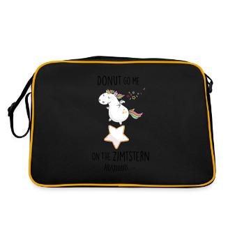 Donut Zimtstern Einhorn - Retro Tasche - Schwarz/Gold - Hinten