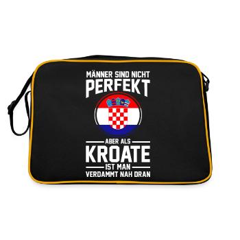 Kroatischer Mann Kroate Kroatin Kroaten Kroatien - Retro Tasche - Schwarz/Gold - Hinten