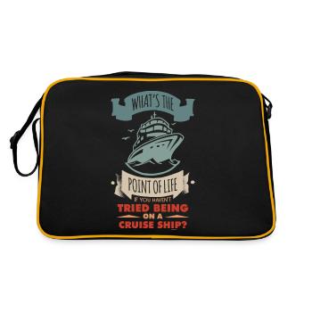 Sinn des Lebens Kreuzfahrtschiff - Retro Tasche - Schwarz/Gold - Hinten