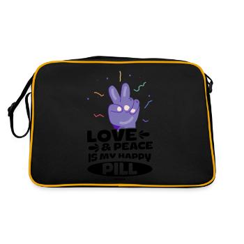 Liebe und Frieden für alle - Retro Tasche - Schwarz/Gold - Hinten