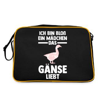 Gans Gänse - Retro Tasche - Schwarz/Gold - Hinten