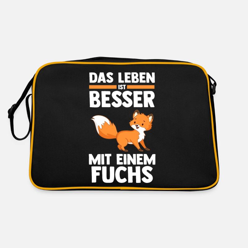 Fuchs - Retro Tasche - Schwarz/Gold