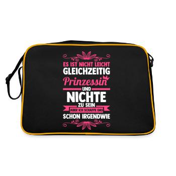 Superhelden Nichte - Retro Tasche - Schwarz/Gold - Hinten