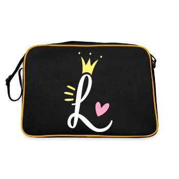 Letter L Initial Letter Crown - Retro Bag - black/gold - Back