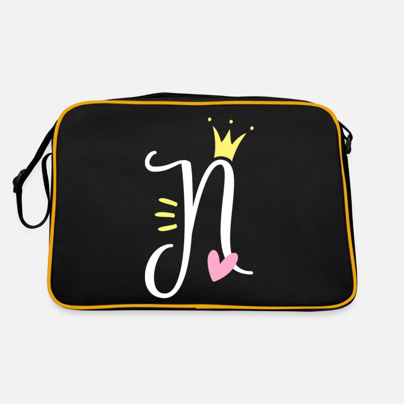 Lettre N Lettre initiale Couronne Sac Retro