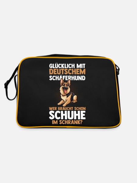 Hund Deutscher Schäferhund - Retro Tasche - Schwarz/Gold