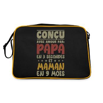 Conçu avec amour par papa et maman en 9 mois - Sac Retro - noir/or - Dos