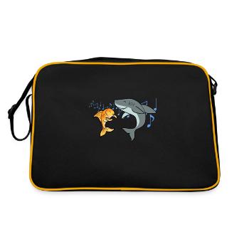 Shark Goldfish Dancing Sea Animal Music Notes - Retro Bag - black/gold - Back