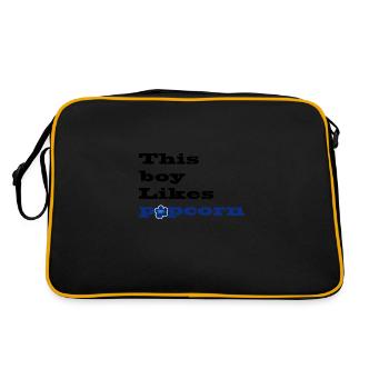 Junge mag Popcorn, leckeres Popcorn und Filme - Retro Tasche - Schwarz/Gold - Hinten