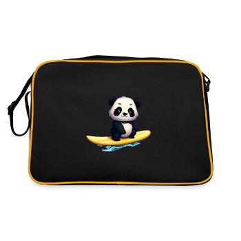 Surfer panda sur les vagues, aventureux - Sac Retro - noir/or - Dos